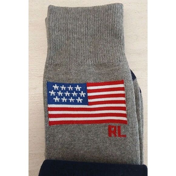 Polo Ralph Lauren Mens Crew Socks Signature Polo Bear Navy Blue Gray Sz 10-13 - Picture 8 of 8